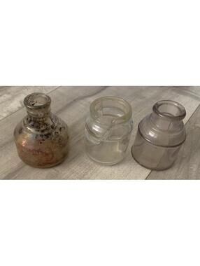 Vintage Glass Collectible Inkwells Ink Bottles Lot Antique Style Desk Accessory